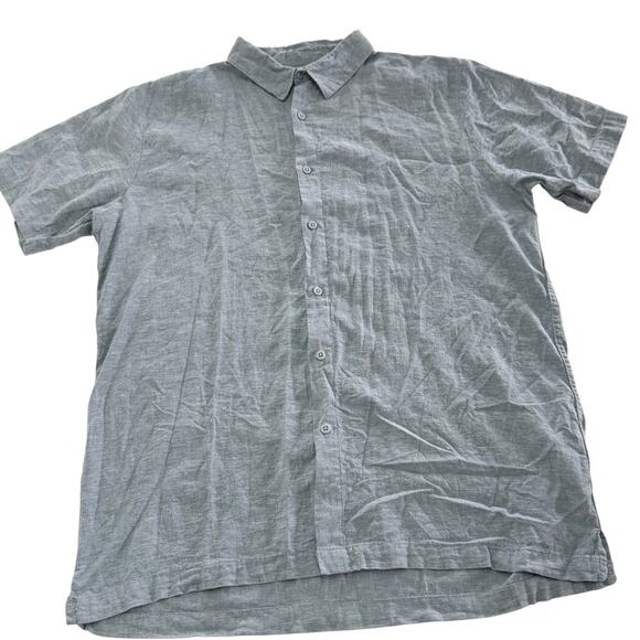 Onia Top Mens Large Blue Grey Jack Air Linen Shirt Button Down - Picture 1 of 7